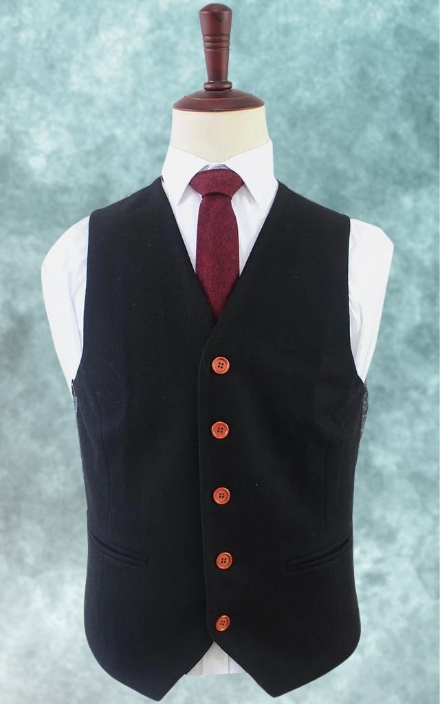 Black Tweed Three-Piece Suit
