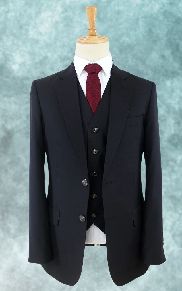 Black Worsted Three-Piece Suit