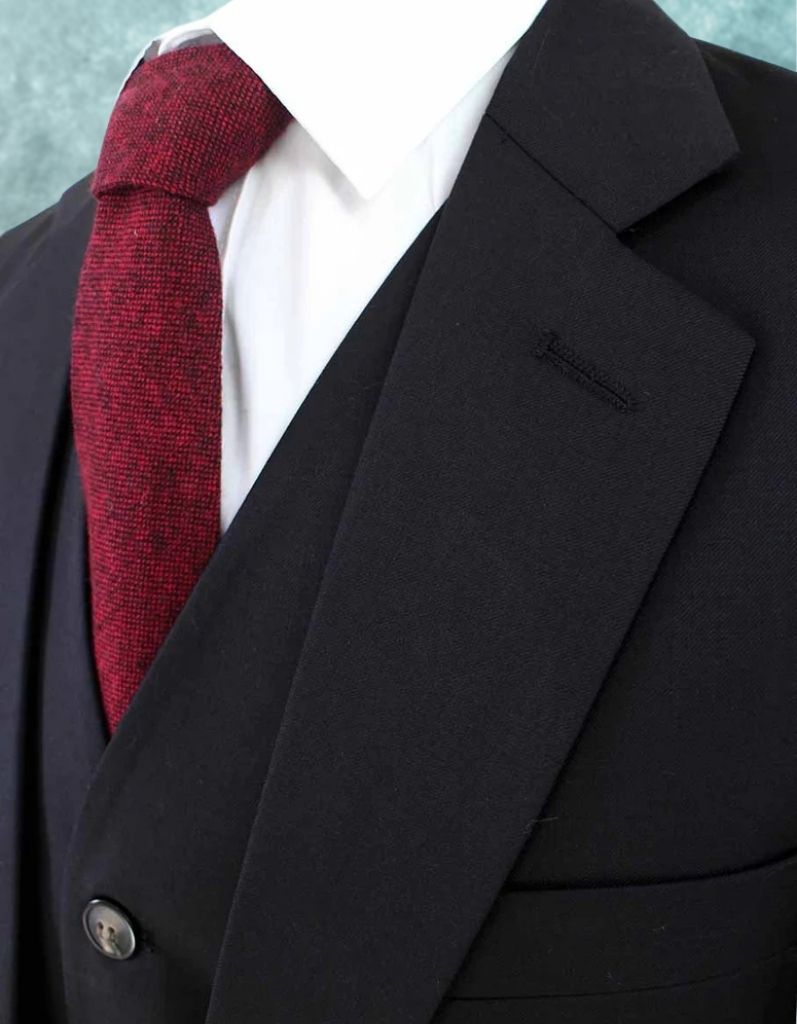 Black Worsted Three-Piece Suit