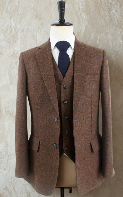 Brown Tattersall Tweed Three-Piece Suit