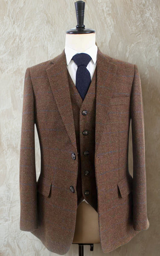 Brown Tattersall Tweed Three-Piece Suit