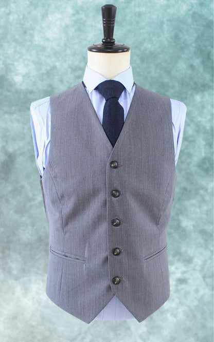 Grey Herringbone Worsted Three Piece Suit