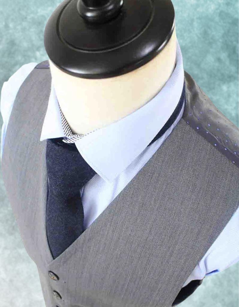 Grey Herringbone Worsted Three Piece Suit
