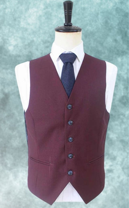 Wine Red Birdseye Worsted Three-Piece Suit