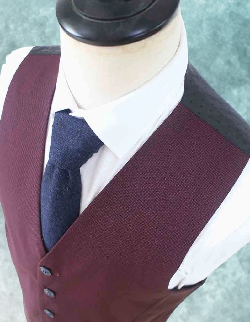 Wine Red Birdseye Worsted Three-Piece Suit
